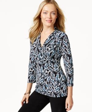 Charter Club Printed Faux-wrap Top, Only At Macy's