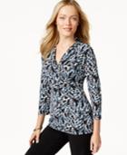 Charter Club Printed Faux-wrap Top, Only At Macy's