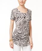 Jm Collection Zebra-print Tee, Only At Macy's