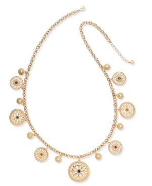 Charter Club Gold-tone Colored Stone & Disc Long Charm Necklace, Created For Macy's