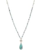 Lonna & Lilly Gold-tone Blue Stone Beaded Long Pendant Necklace