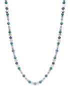 Nine West Silver-tone Multi-bead & Crystal Long Statement Necklace