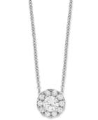 Diamond Halo Pendant Necklace In 14k White Gold (1/3 Ct. T.w.)