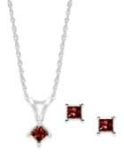 10k White Gold Red Diamond Necklace And Earring Set (1/5 Ct. T.w.)
