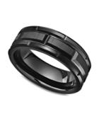 Triton Men's Black Tungsten Carbide Ring, Matrix Band
