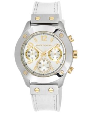 Vince Camuto Women's White Silicone And Croco-grain Leather Strap Watch 42mm Vc/5235svwt