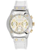 Vince Camuto Women's White Silicone And Croco-grain Leather Strap Watch 42mm Vc/5235svwt