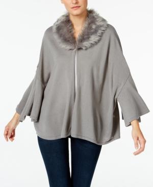 Alfani Petite Faux-fur-collar Capelet, Only At Macy's