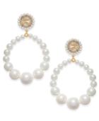 Kate Spade New York Gold-tone Imitation Pearl Drop Hoop Earrings