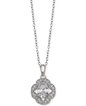 Giani Bernini Cubic Zirconia Flower Oval Pendant In Sterling Silver, Created For Macy's