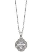 Giani Bernini Cubic Zirconia Flower Oval Pendant In Sterling Silver, Created For Macy's