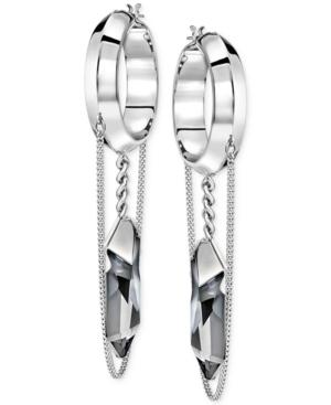 Swarovski Silver-tone Metallic Crystal Huggy Hoop Drop Earrings