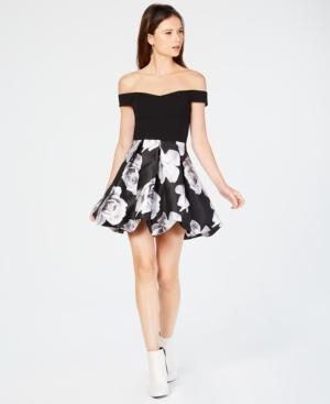 Speechless Juniors' Off-the-shoulder Fit & Flare Dress