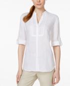 Charter Club Petite Linen Pintucked Shirt, Only At Macy's
