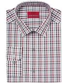 Alfani Red Men's Fitted Merlot Gingham Dress Shirt, Only At Macy's