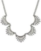 2028 Silver-tone Crystal Pave Scalloped Collar Necklace