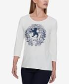 Tommy Hilfiger 3/4-sleeve Logo Top, Created For Macy's