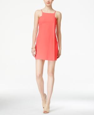 Bcbgeneration Square-neck Faux-wrap Shift Dress
