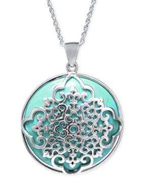 Manufactured Turquoise Filigree Pendant Necklace In Sterling Silver