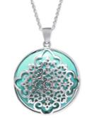 Manufactured Turquoise Filigree Pendant Necklace In Sterling Silver