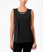 Jm Collection Pleated Embellished Top, Created For Macy's
