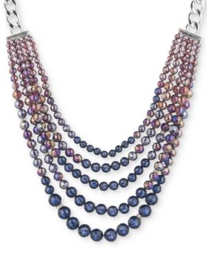 Anne Klein Silver-tone Beaded Multi-layer Necklace