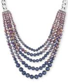 Anne Klein Silver-tone Beaded Multi-layer Necklace