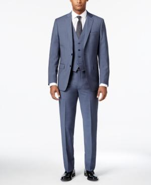 Calvin Klein Men's Extra-slim Fit Light Blue Neat Vested Suit