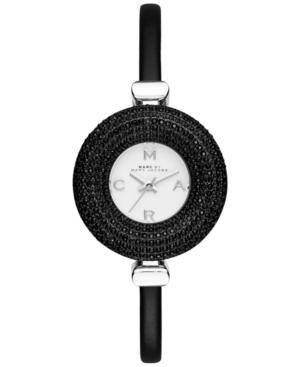 Marc Jacobs Women's Donut Crystal Accented Black Leather And Stainless Steel Bangle Bracelet Watch 28mm Mj1429