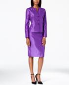 Le Suit Shantung Pleated Collar Jacket Skirt Suit