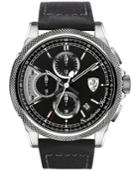 Scuderia Ferrari Men's Chronograph Formula Italia S Black Leather Strap Watch 46mm 830275