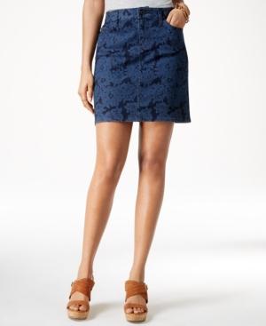 Tommy Hilfiger Floral-print Denim Pencil Skirt