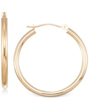 Polished Tube Hoop Earrings In 10k Yellow, White Or Rose Gold