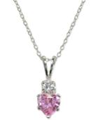 Giani Bernini Pink Cubic Zirconia Heart Pendant Necklace In Sterling Silver, Only At Macy's