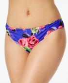 Betsey Johnson Ruched Rose-print Bikini Bottom Women's Swimsuit