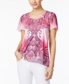 Jm Collection Paisley-print Chiffon-sleeve Top, Only At Macy's