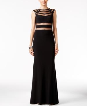 Betsy & Adam Cutout Illusion Gown