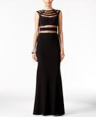 Betsy & Adam Cutout Illusion Gown