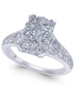 Diamond Rectangular Cluster Engagement Ring (2 Ct. T.w.) In 14k White Gold