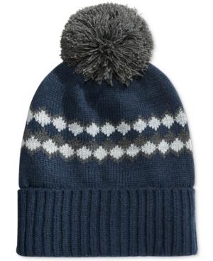 Club Room Men's Striped Pom Pom Beanie, Only At Macy's