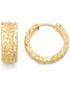 Textured Huggy Hoop Earrings In 14k Gold