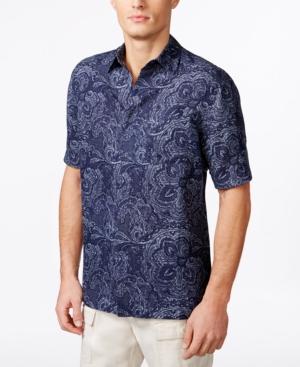Tasso Elba Men's Silk Linen Paisley Short-sleeve Shirt, Created For Macy's