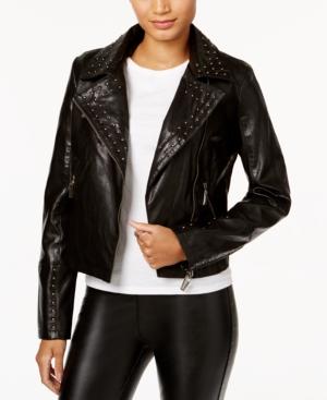 Jou Jou Studded Faux-leather Moto Jacket