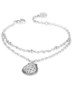 Charriol White Topaz Double Row Bracelet (5/8 Ct. T.w.) In Sterling Silver And Stainless Steel