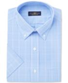 Club Room Men's Classic/regular Fit Short Sleeve Blue Glenplaid Dress Shirt, Only At Macy's