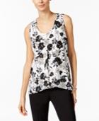 Ny Collection Petite Printed Inverted-pleat Top