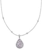 Nina Silver-tone Crystal Cluster Teardrop And Pave Pendant Necklace