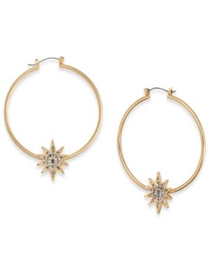 Thalia Sodi Gold-tone Crystal Star Hoop Earrings, Created For Macy's