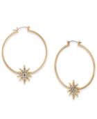 Thalia Sodi Gold-tone Crystal Star Hoop Earrings, Created For Macy's
