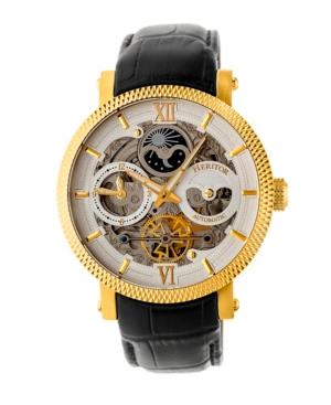 Heritor Automatic Aries Gold & Silver & Black Leather Watches 43mm